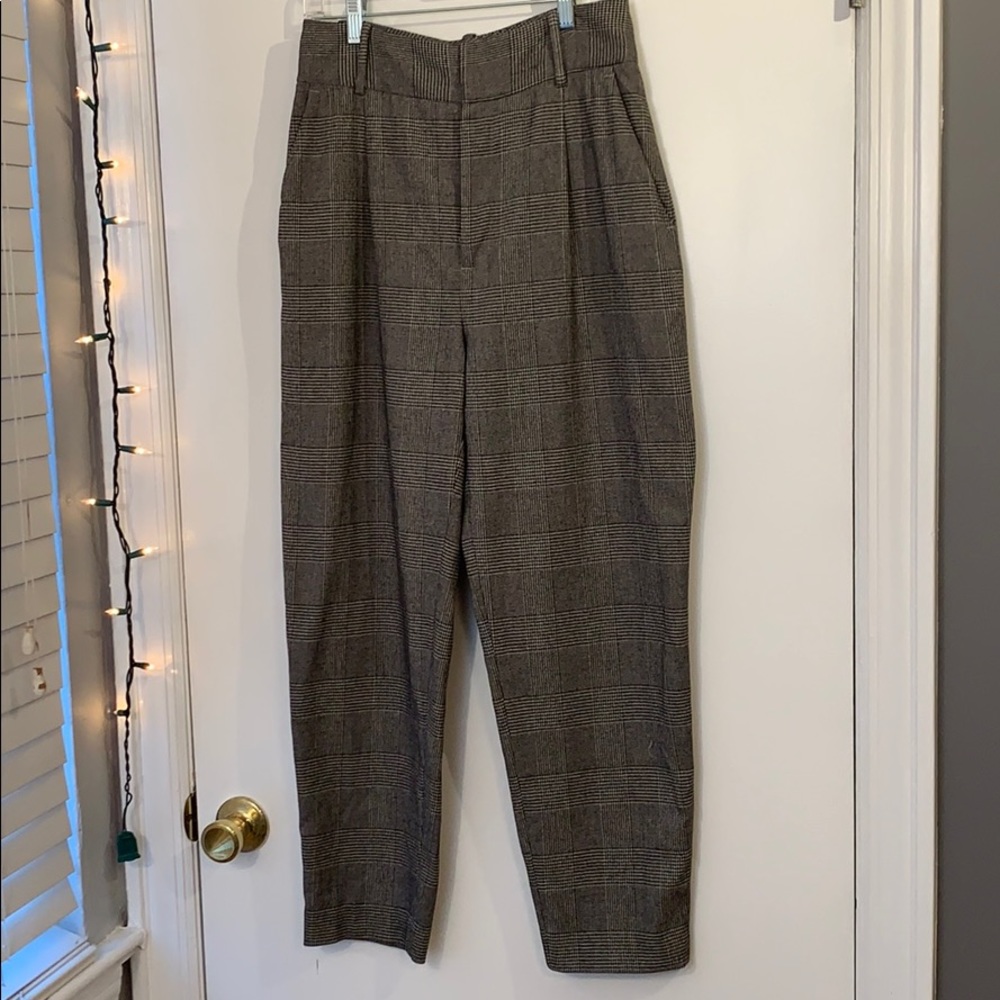 ZARA High Waisted Plaid Trousers